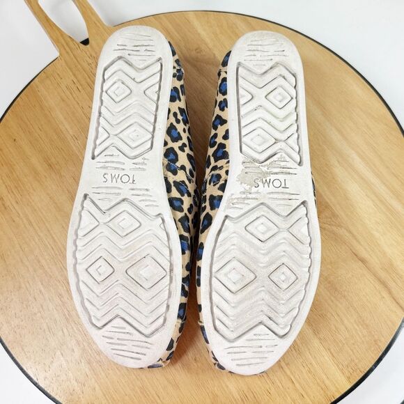 Toms Alpargata Leopard Print Canvas Slip On Shoes Tan Blue Women Size 9‎ - Picture 8 of 11